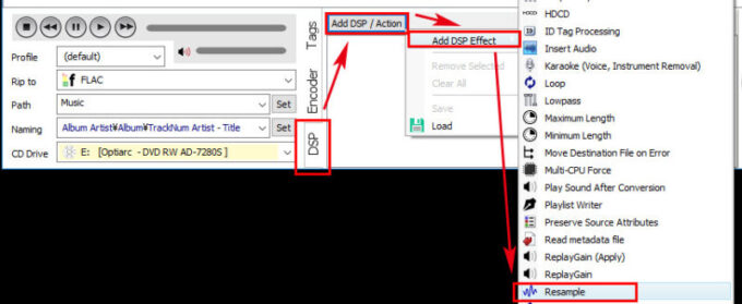 dBpoweramp CD Ripper サンプリング周波数の設定